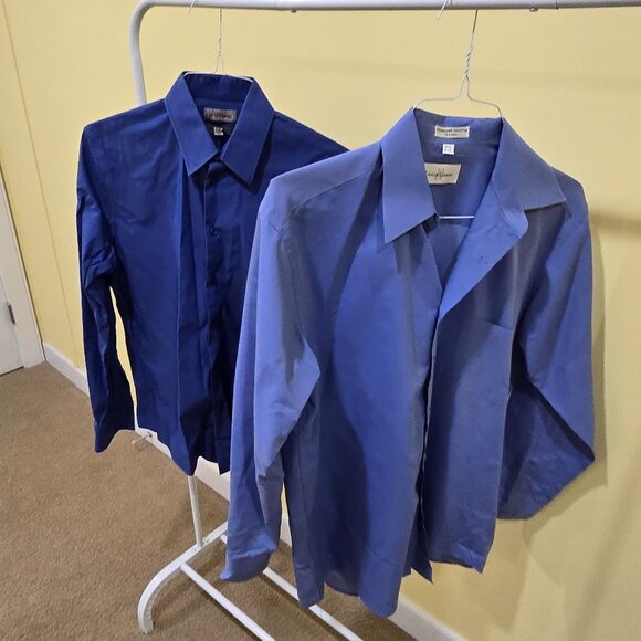 2 Blue Men's Dress Shirts- Sizes 15 and 16 - Picture 1 of 12